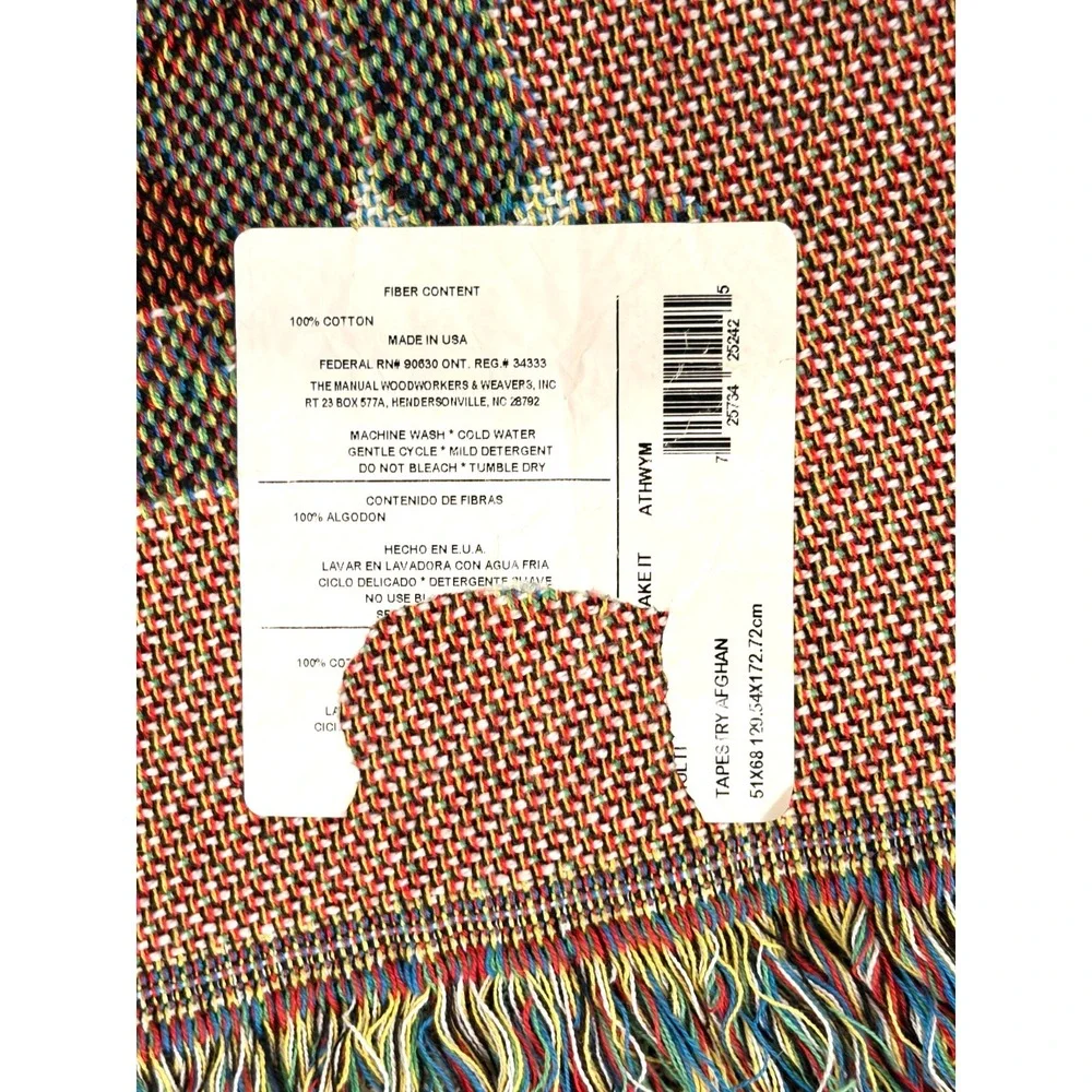 Vintage Birdhouse Garden Woven Throw Blanket Tapestry Afghan 53x69 Cotton USA